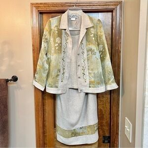 3 pc Jacket Tank Skirt Linen Blend Sz‎ M - XL VTG Saint Germain Paris EUC